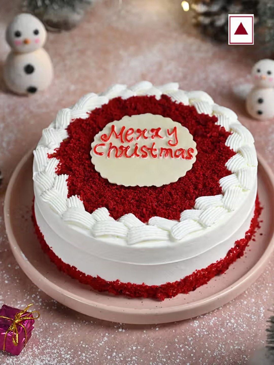

Floweraura Fresh Yummy Merry Christmas Red Velvet Flavour Round Shape Cake- 2Kg