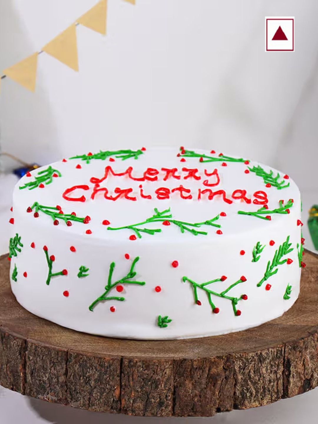 

Floweraura Merry Christmas Wishes Vanilla Flavour Round Shape Cake- 3 Kg, White