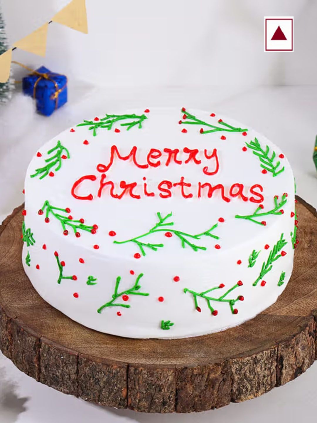 

Floweraura Merry Christmas Wishes Vanilla Flavour Round Shape Cake- 500 g, White