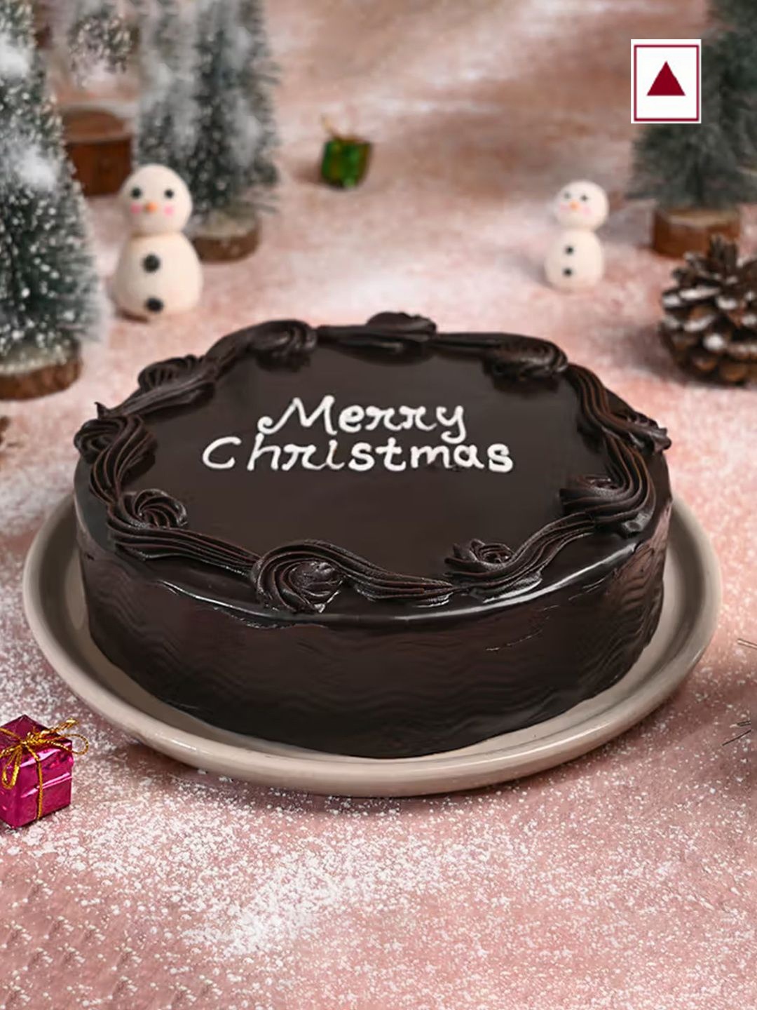 

Floweraura Christmas Wishes Chocolate Flavour Round Shape Cake- 2 Kg, Coffee brown