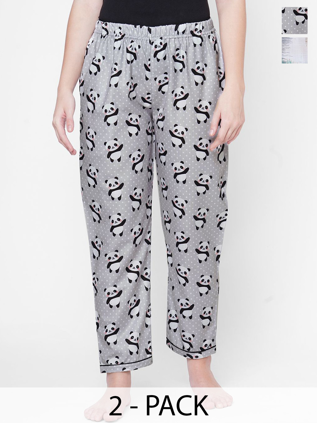

NOIRA Women Pack Of 2 Printed Lounge Pants, White