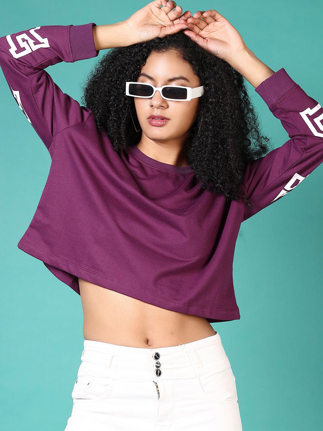 

V-Mart Women Round Neck Pullover Sweatshirt, Purple