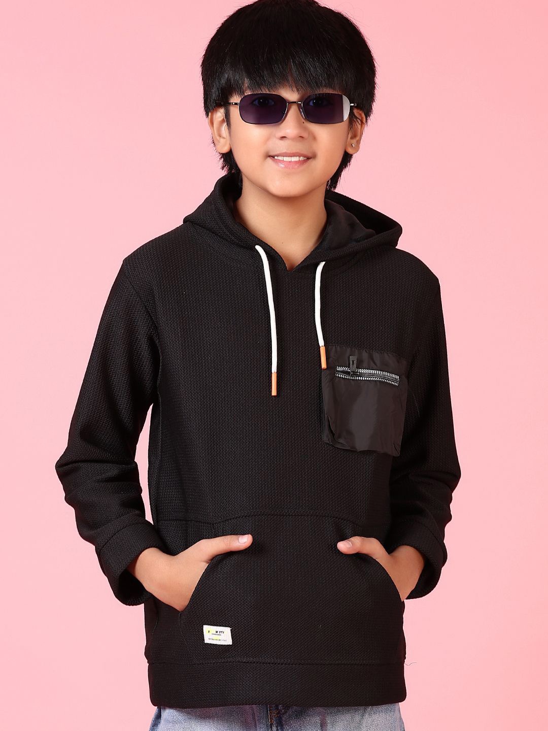 

V-Mart Boys Long Sleeves Hooded Sweatshirt, Black