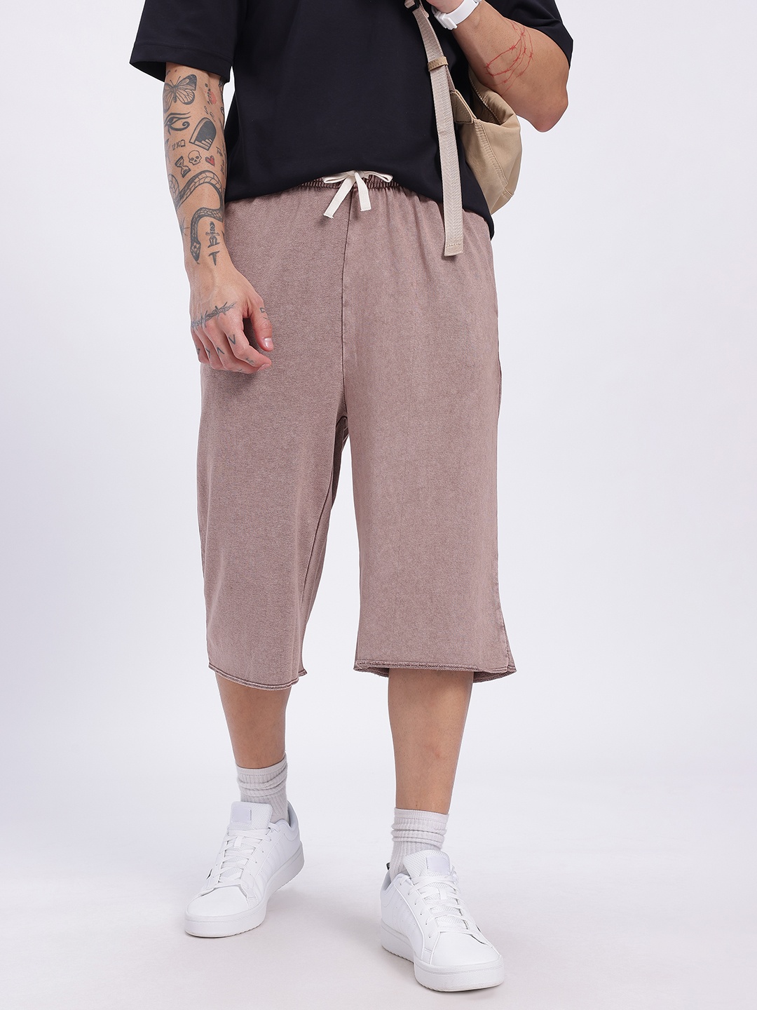 

glitchez Men Relaxed Rebel Oversized Fit Jorts, Mauve