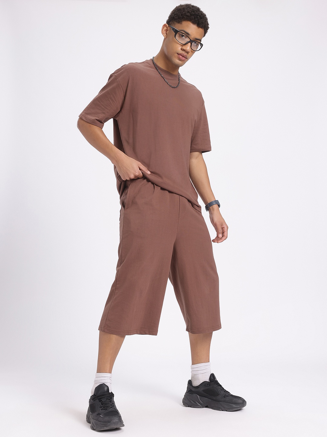 

glitchez Laid Back Vibes Oversized Fit Co-Ords, Brown