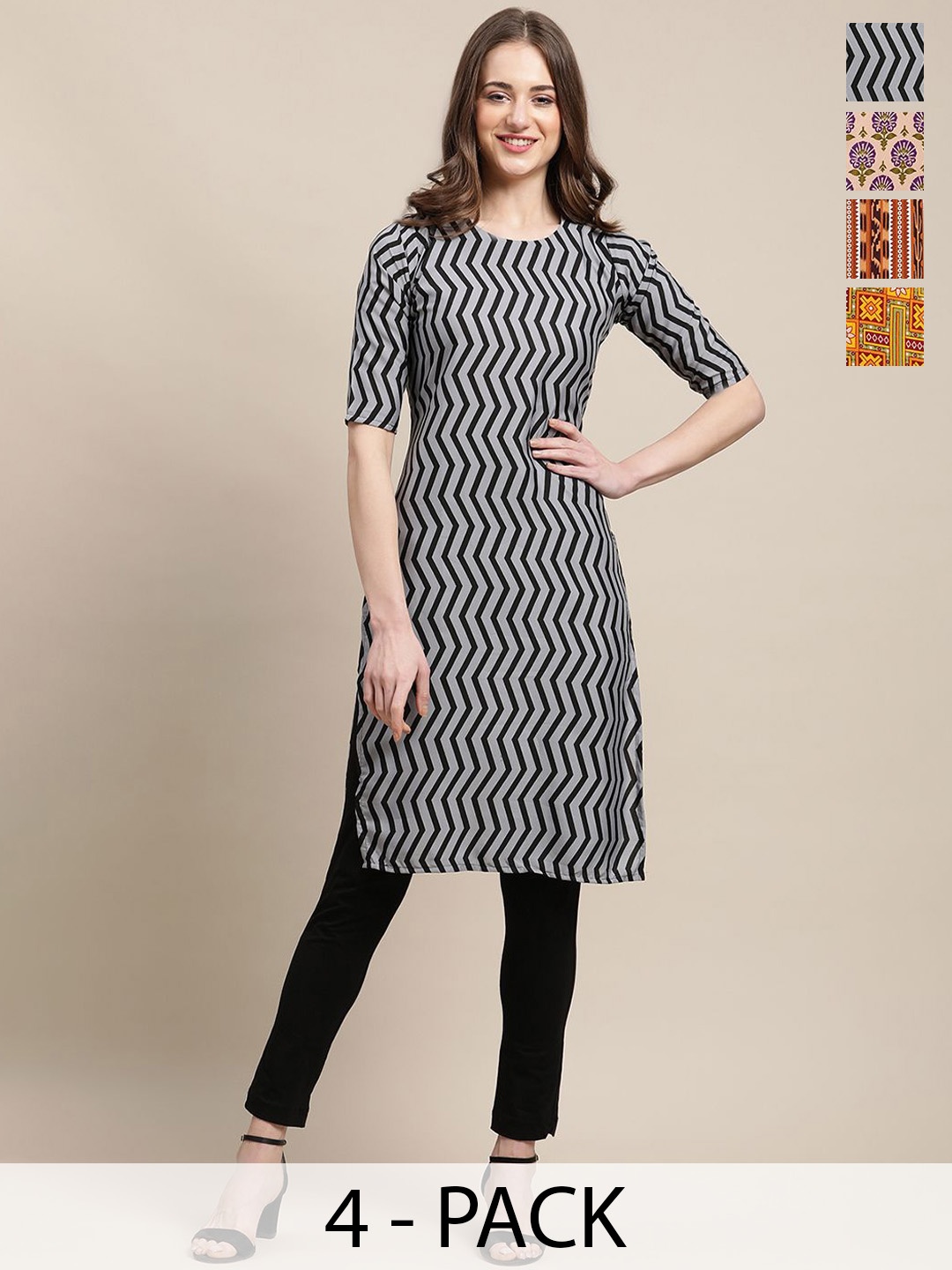 

7Threads Women Ethnic Motifs Printed Floral Crepe Kurta, Multi