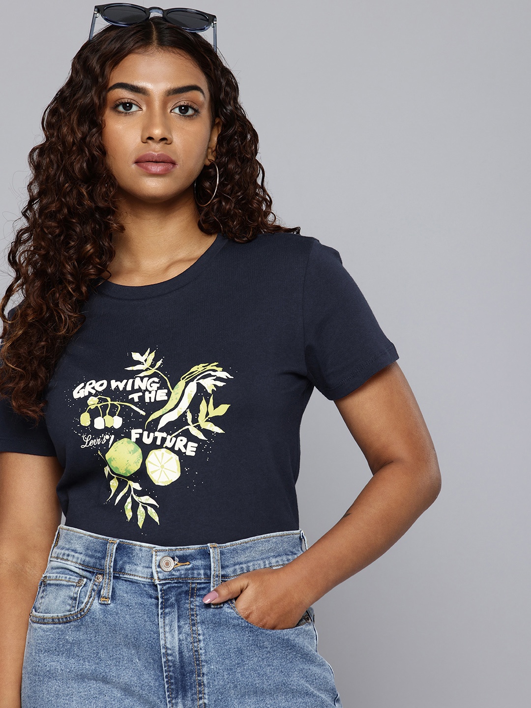 

Levis Printed Pure Cotton T-shirt, Navy blue