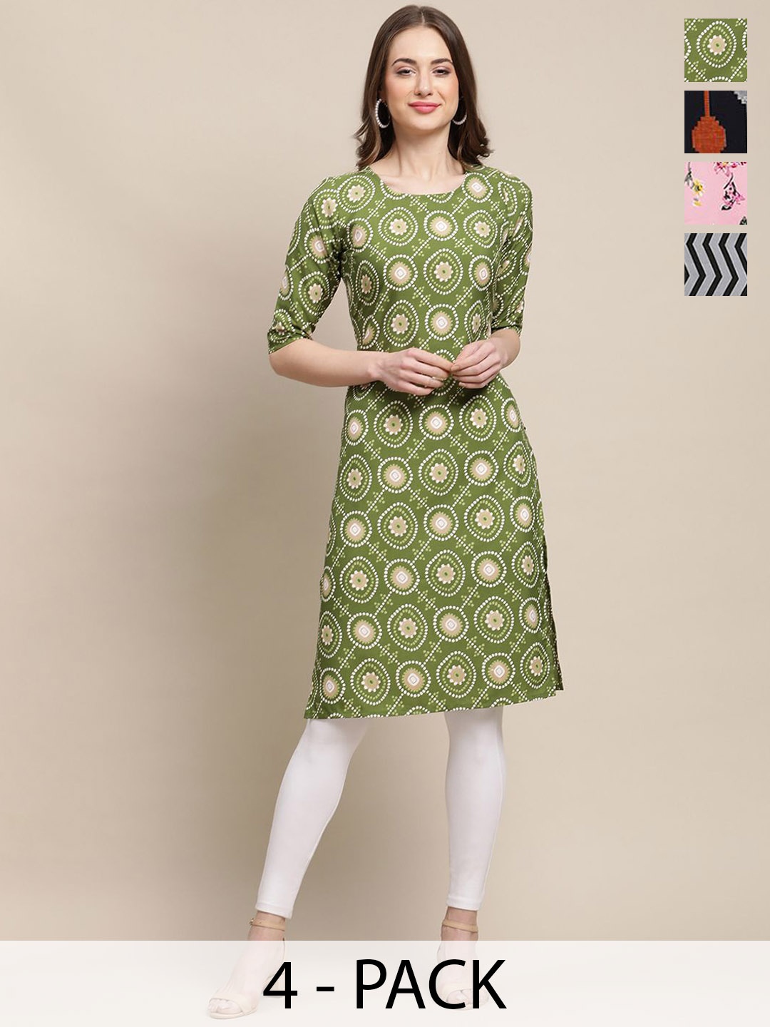 

7Threads Women Ethnic Motifs Printed Gotta Patti Floral Crepe Kurta, Multi