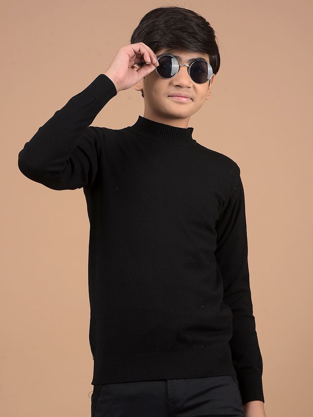 

Crimsoune Club Boys High Neck Pullover Sweaters, Black