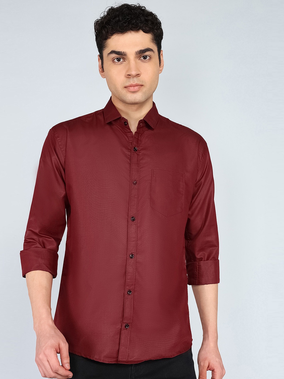 

KHUSHI CREATION Men Slim Fit Casual Shirt, Maroon