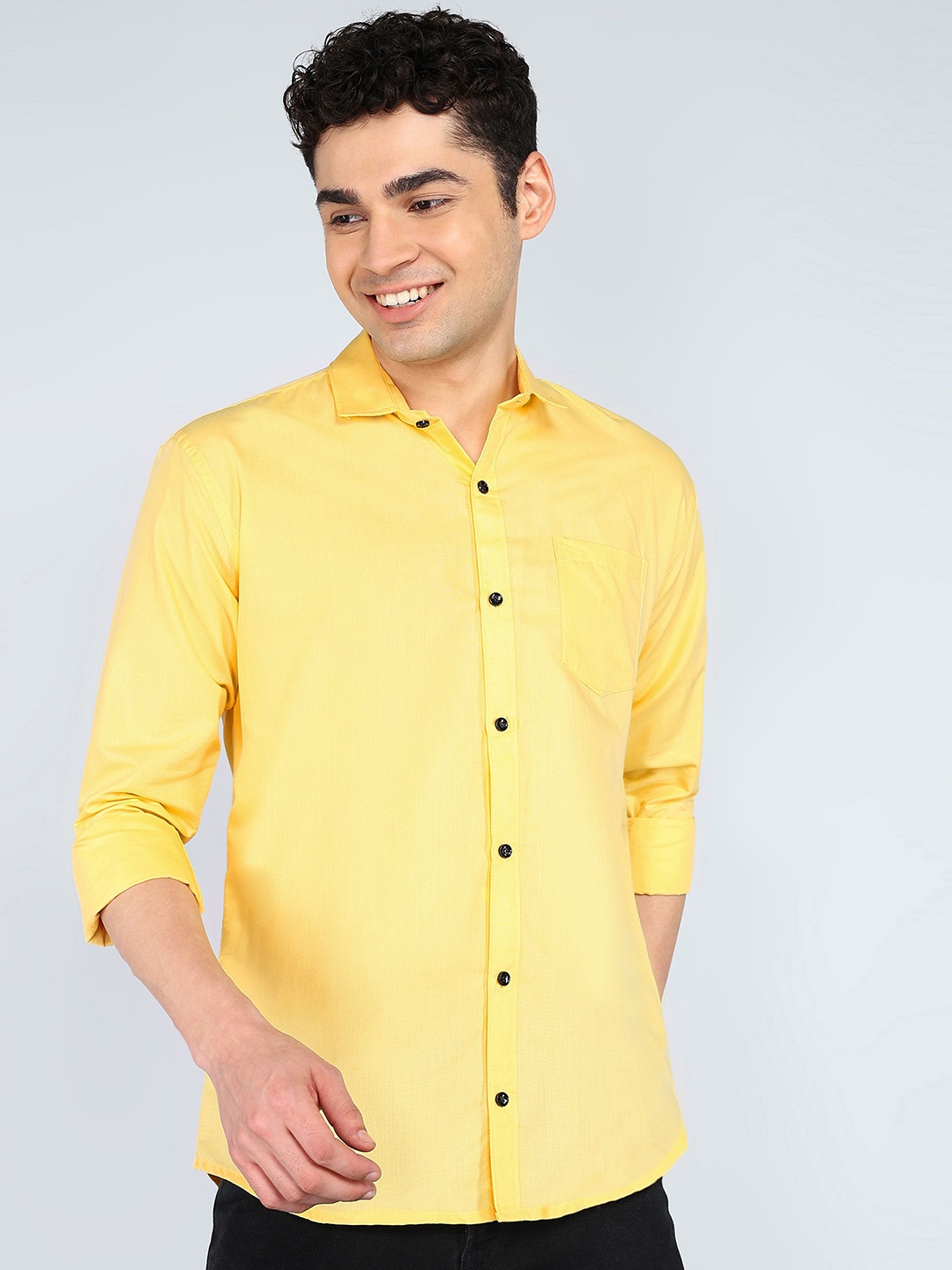 

KHUSHI CREATION Men Slim Fit Casual Shirt, Yellow