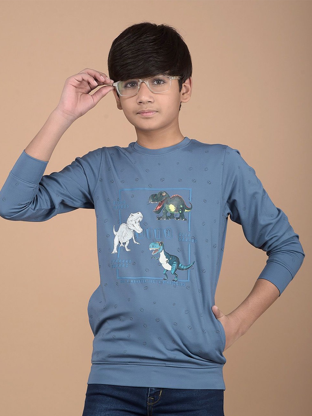 

Crimsoune Club Boys Printed Round Neck Full Sleeve Sweatshirt, Blue