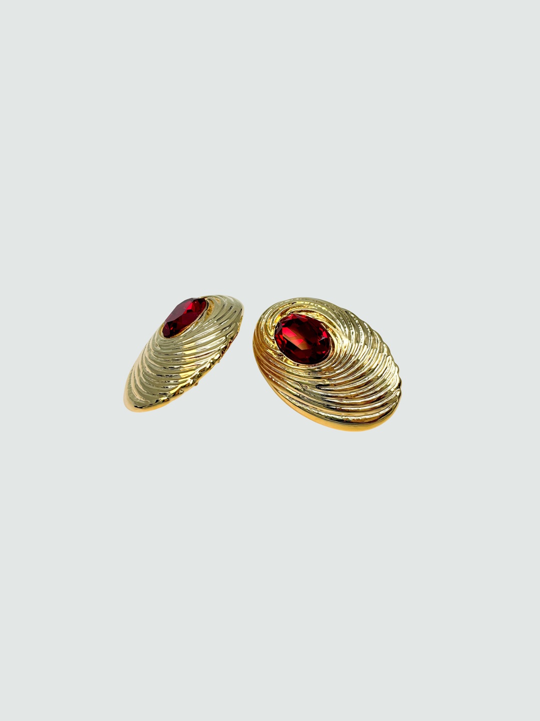 

Haute Pink Gold-Plated Rhinestones Studded Oval Shaped Studs