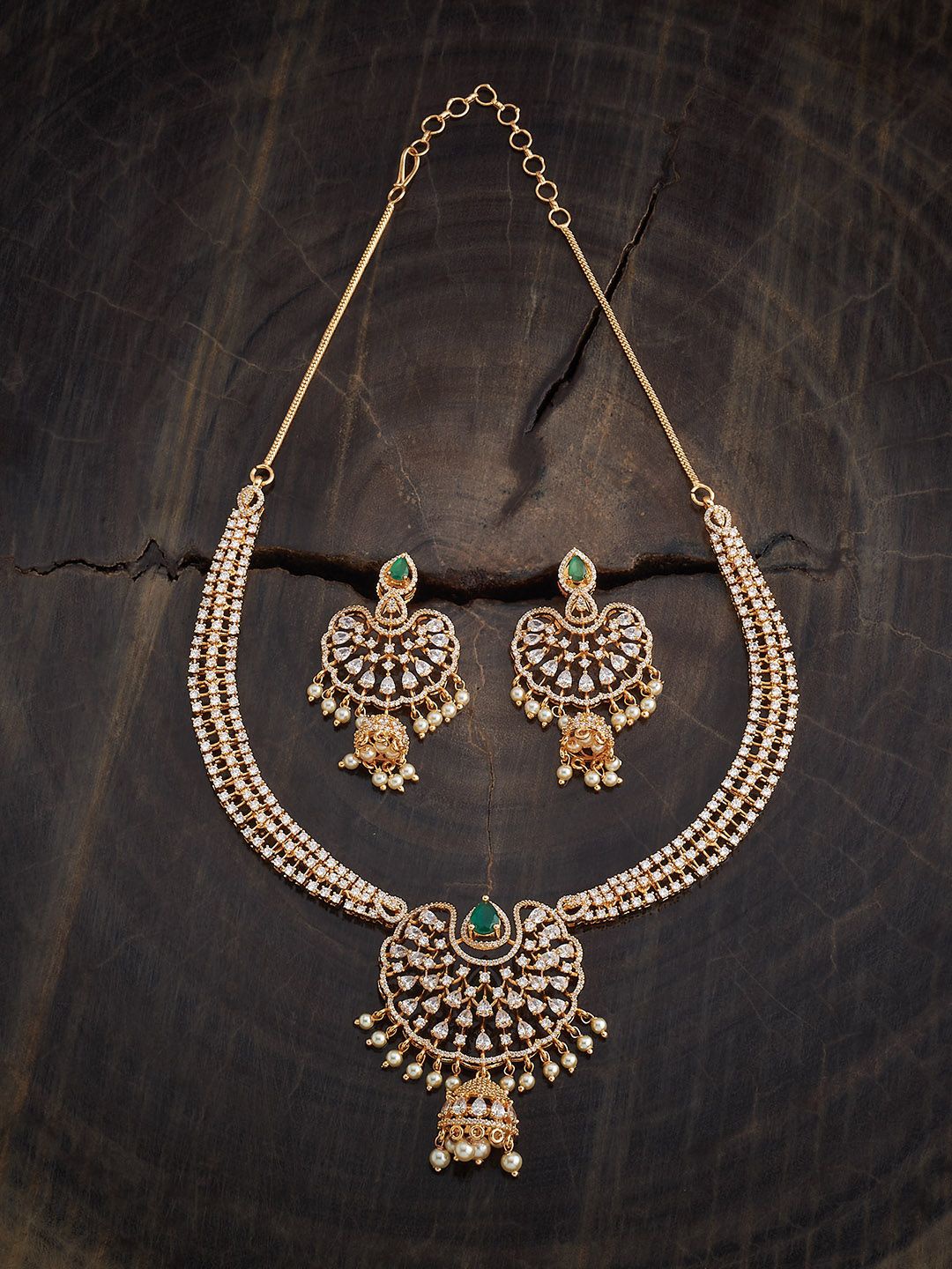 

Kushal's Fashion Jewellery Gold-Plated Cubic Zirconia Studded Jewellery Set