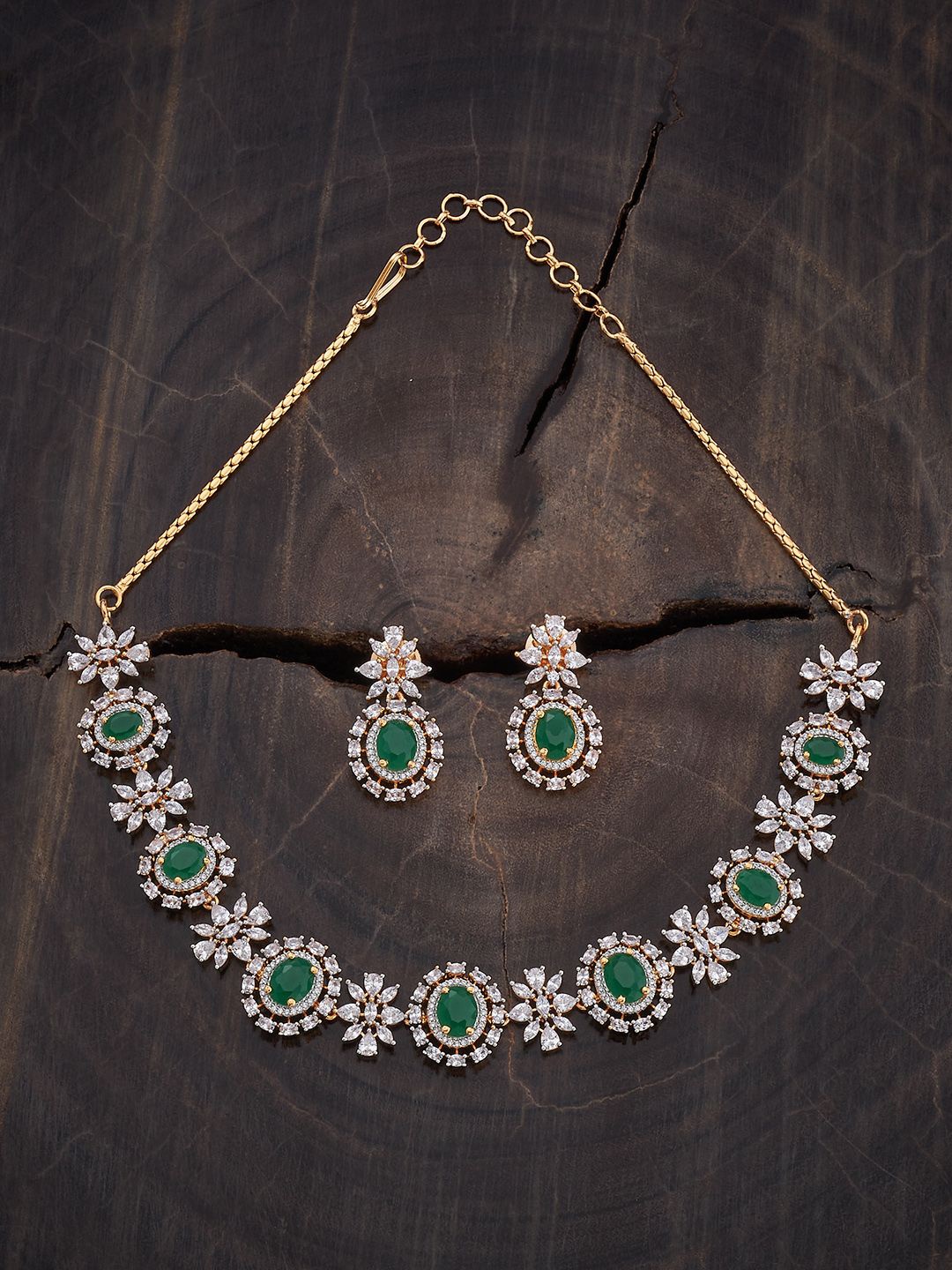 

Kushal's Fashion Jewellery Gold Plated Cubic Zirconia Studded Jewellery Set