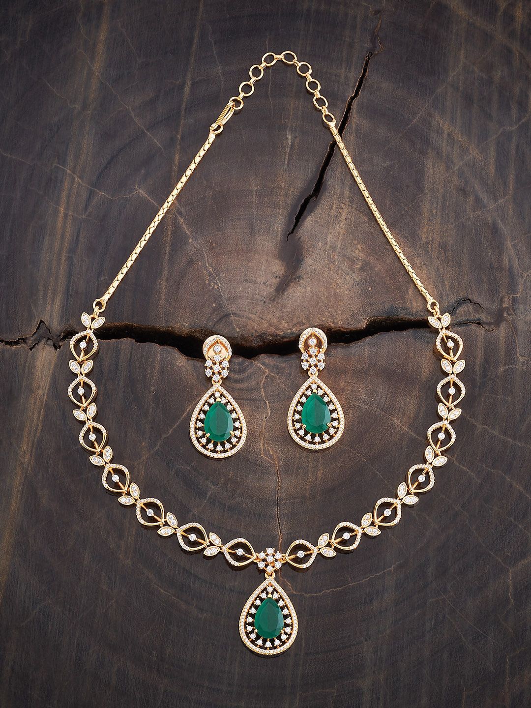 

Kushal's Fashion Jewellery Gold-Plated Cubic Zirconia Studded Jewellery Set