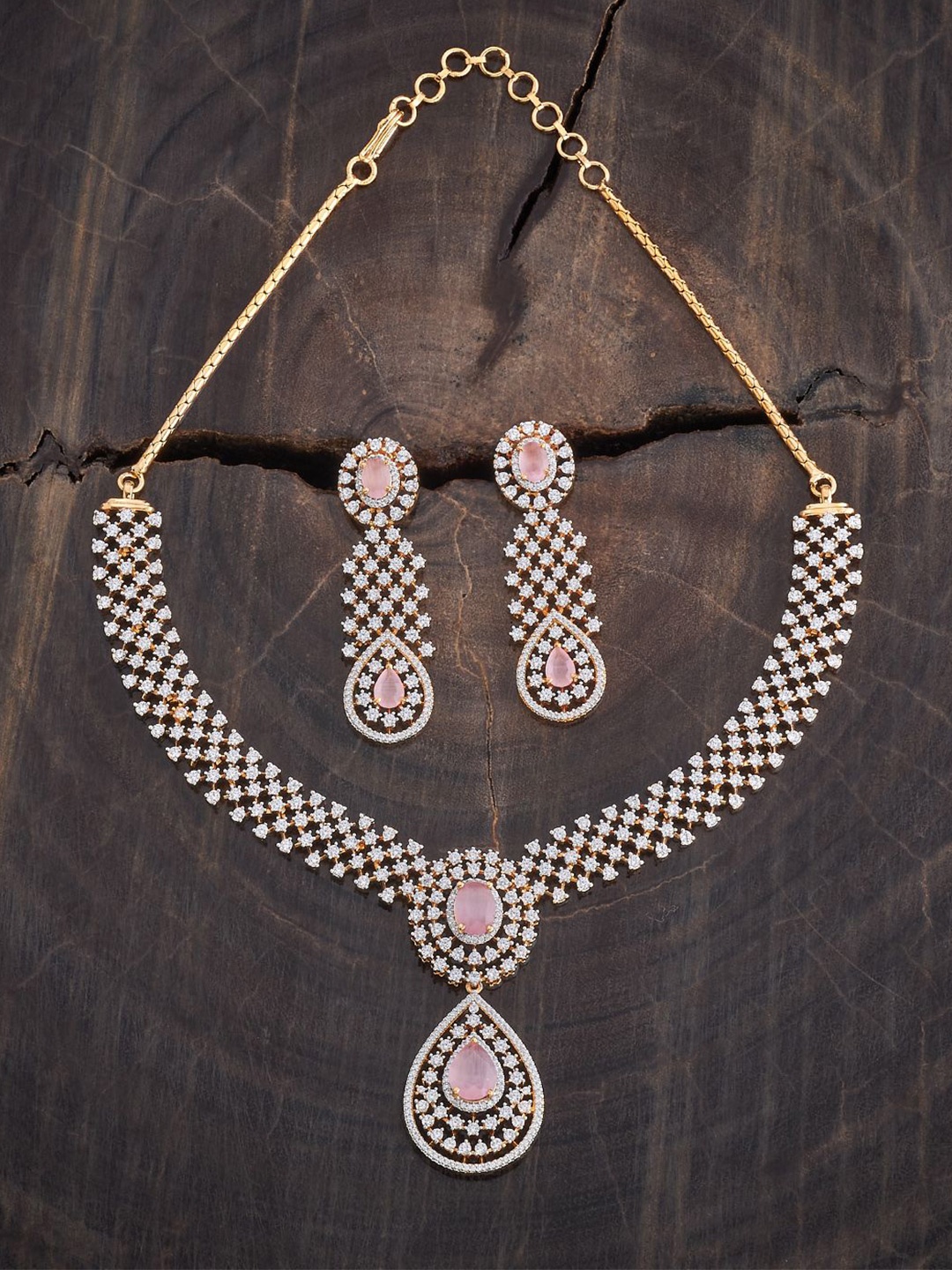 

Kushal's Fashion Jewellery Rhodium-Plated Cubic Zirconia Jewellery Set, Gold