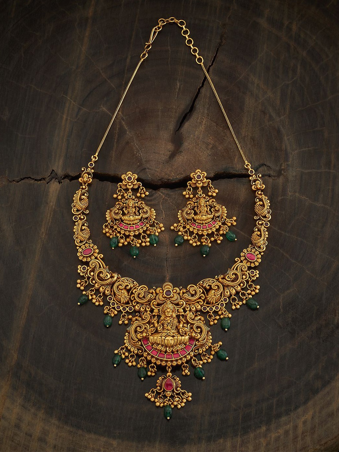 

Kushal's Fashion Jewellery Gold-Plated Ruby Studded Jewellery Set