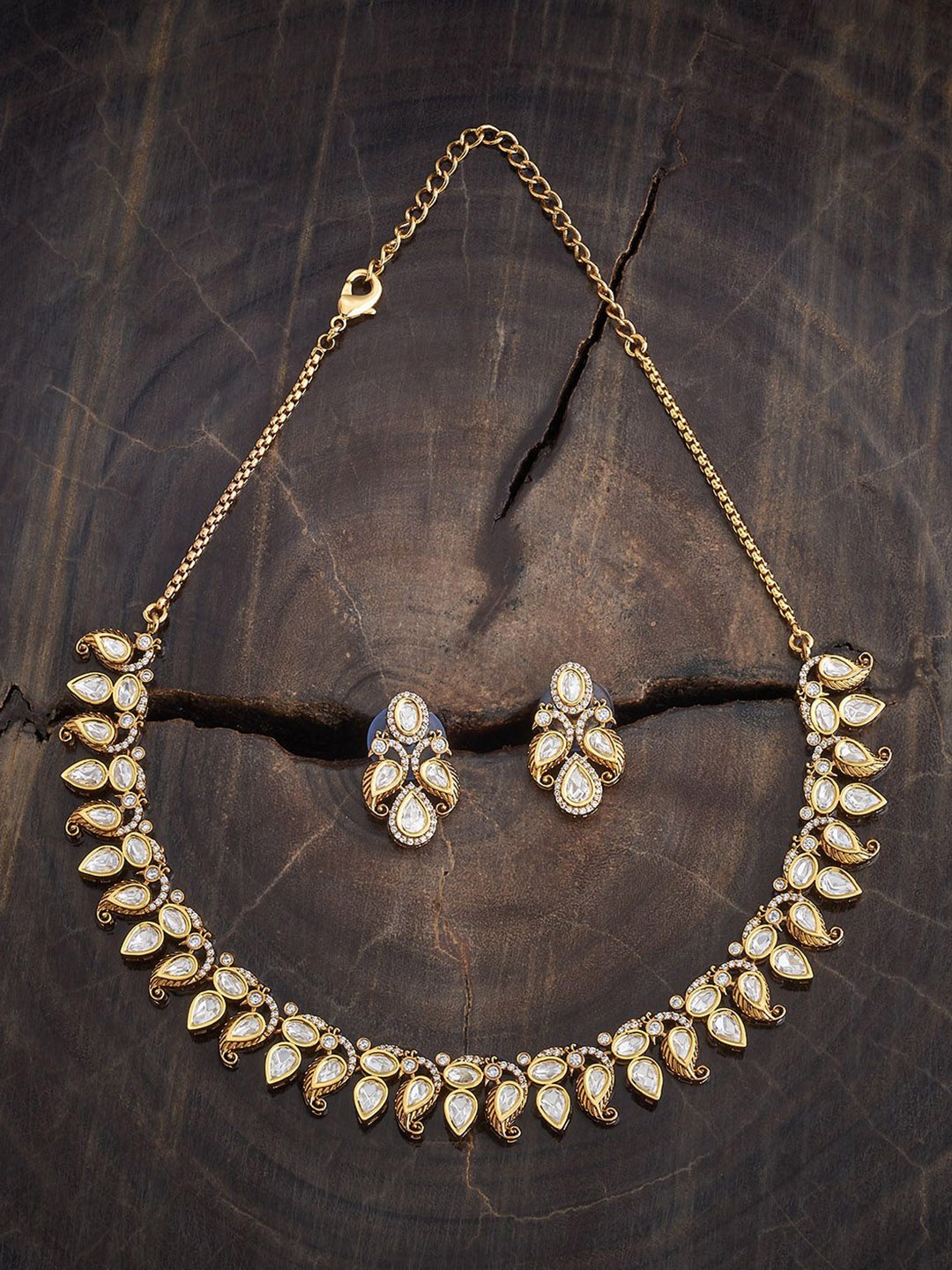 

Kushal's Fashion Jewellery Victorian-Plated Kundan Studded Jewellery Set, Gold