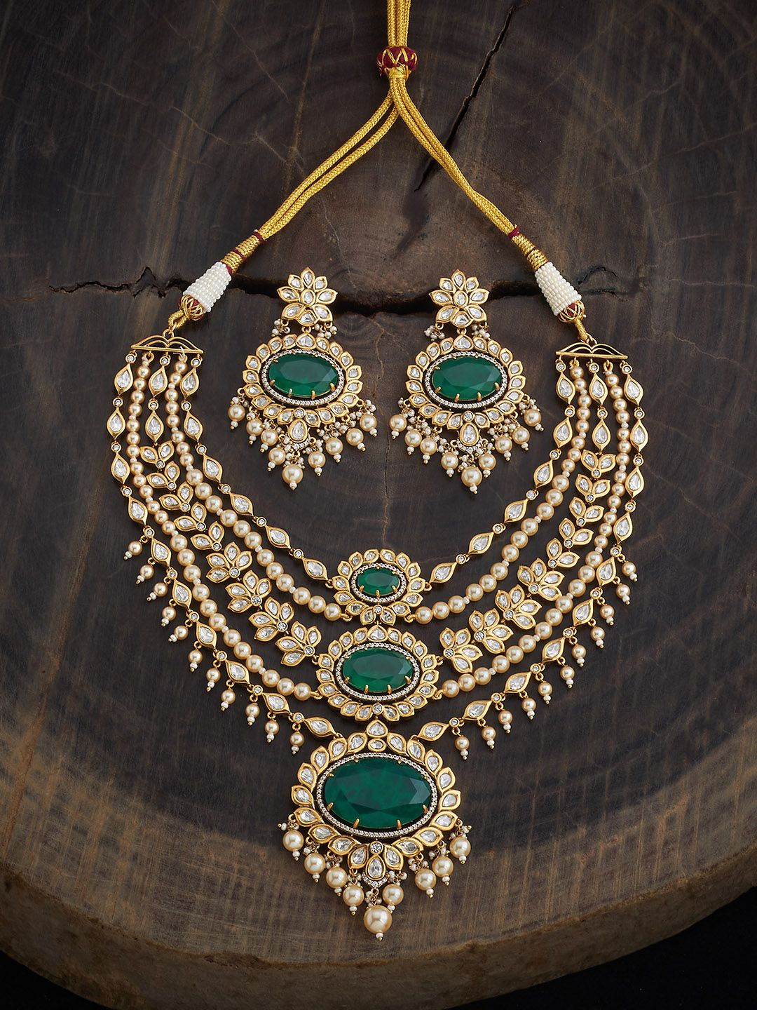

Kushal's Fashion Jewellery Victorian-Plated Kundan Jewellery Set, Gold