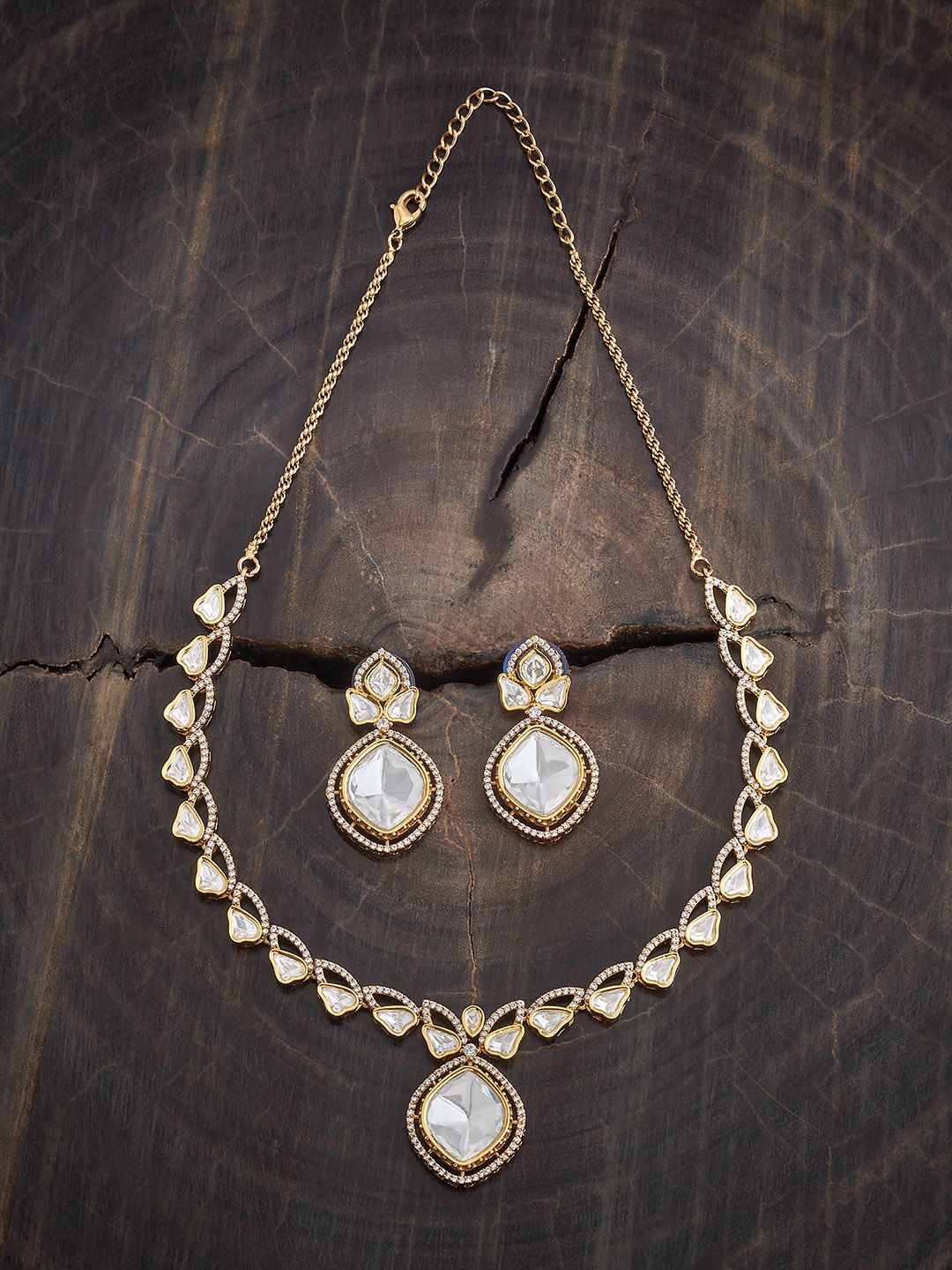 

Kushal's Fashion Jewellery Victorian-Plated Kundan Jewellery Set, Gold