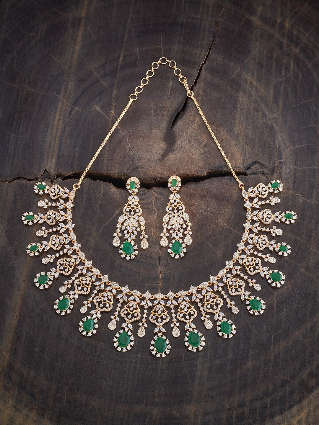 

Kushal's Fashion Jewellery Gold-Plated Cubic Zirconia Studded Jewellery Set