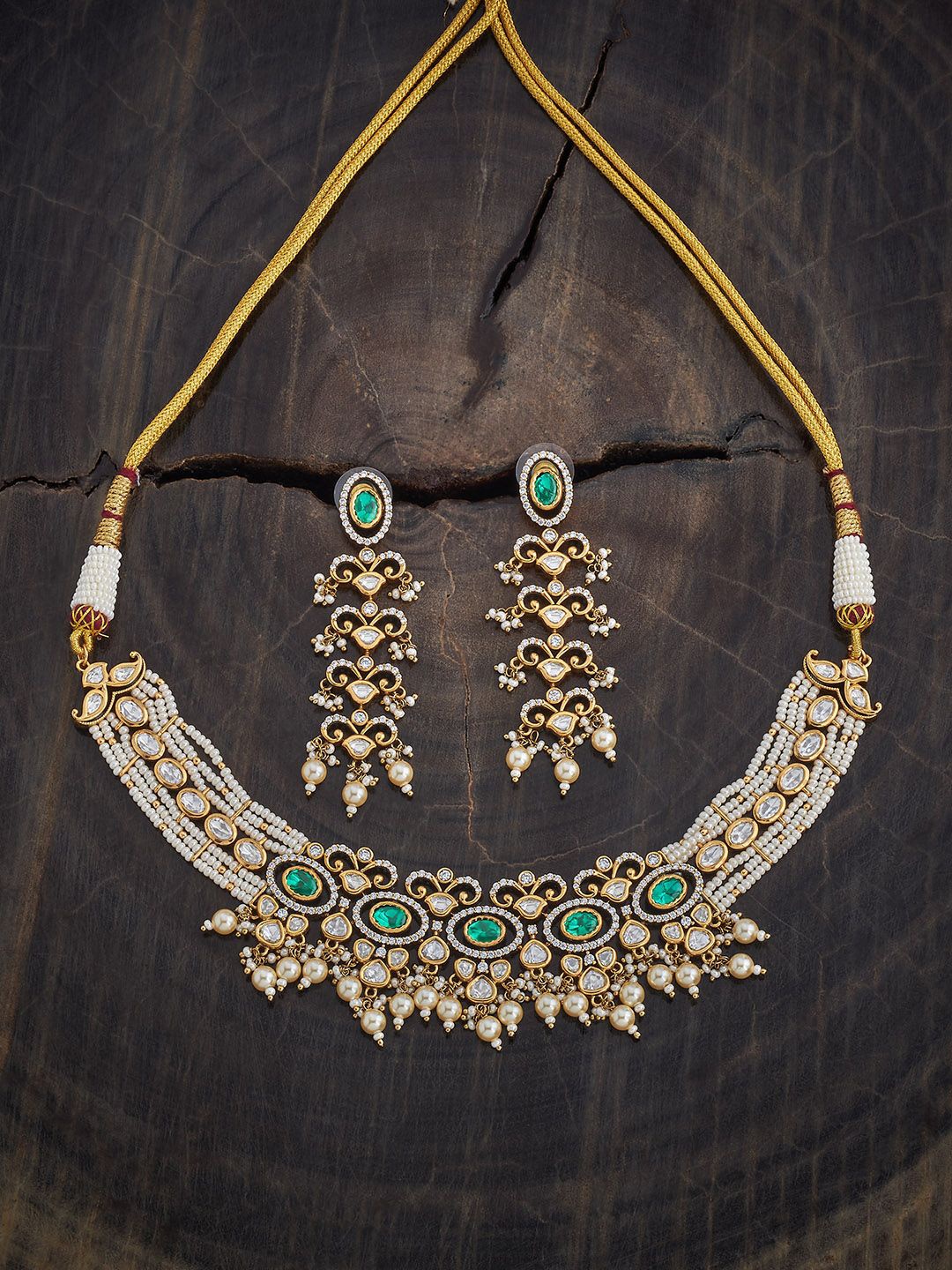 

Kushal's Fashion Jewellery Gold-Plated Kundan Studded Jewellery Set