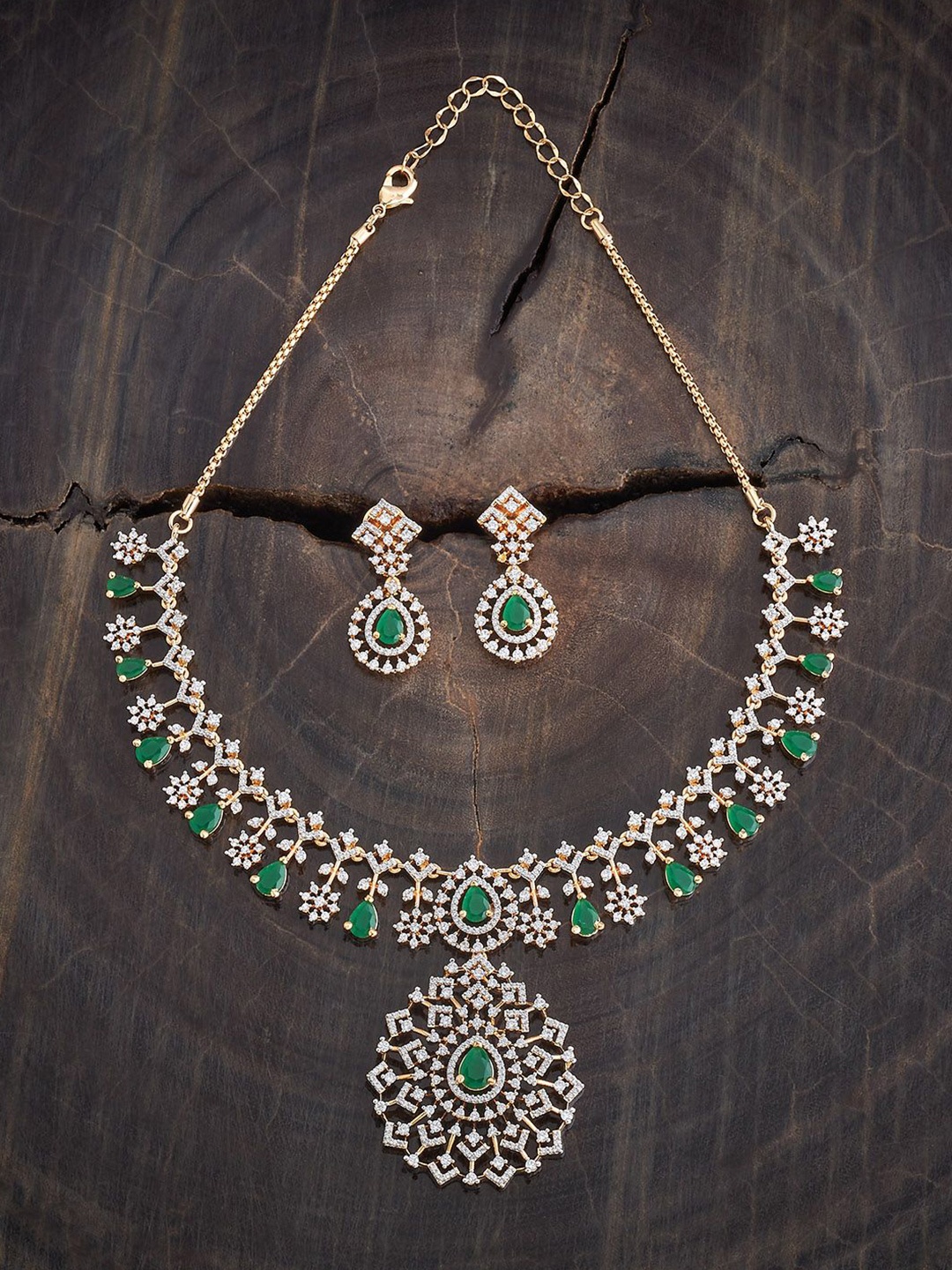

Kushal's Fashion Jewellery Gold-Plated CZ Studded Jewellery Set