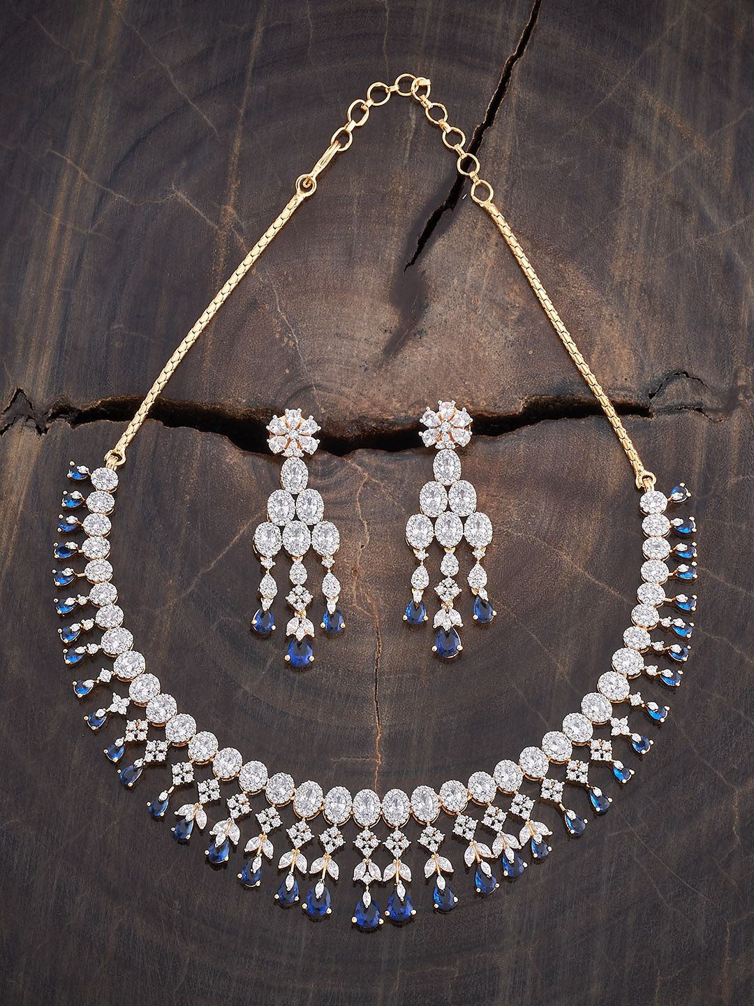 

Kushal's Fashion Jewellery Sapphire Gold-Plated Party Zircon Necklace