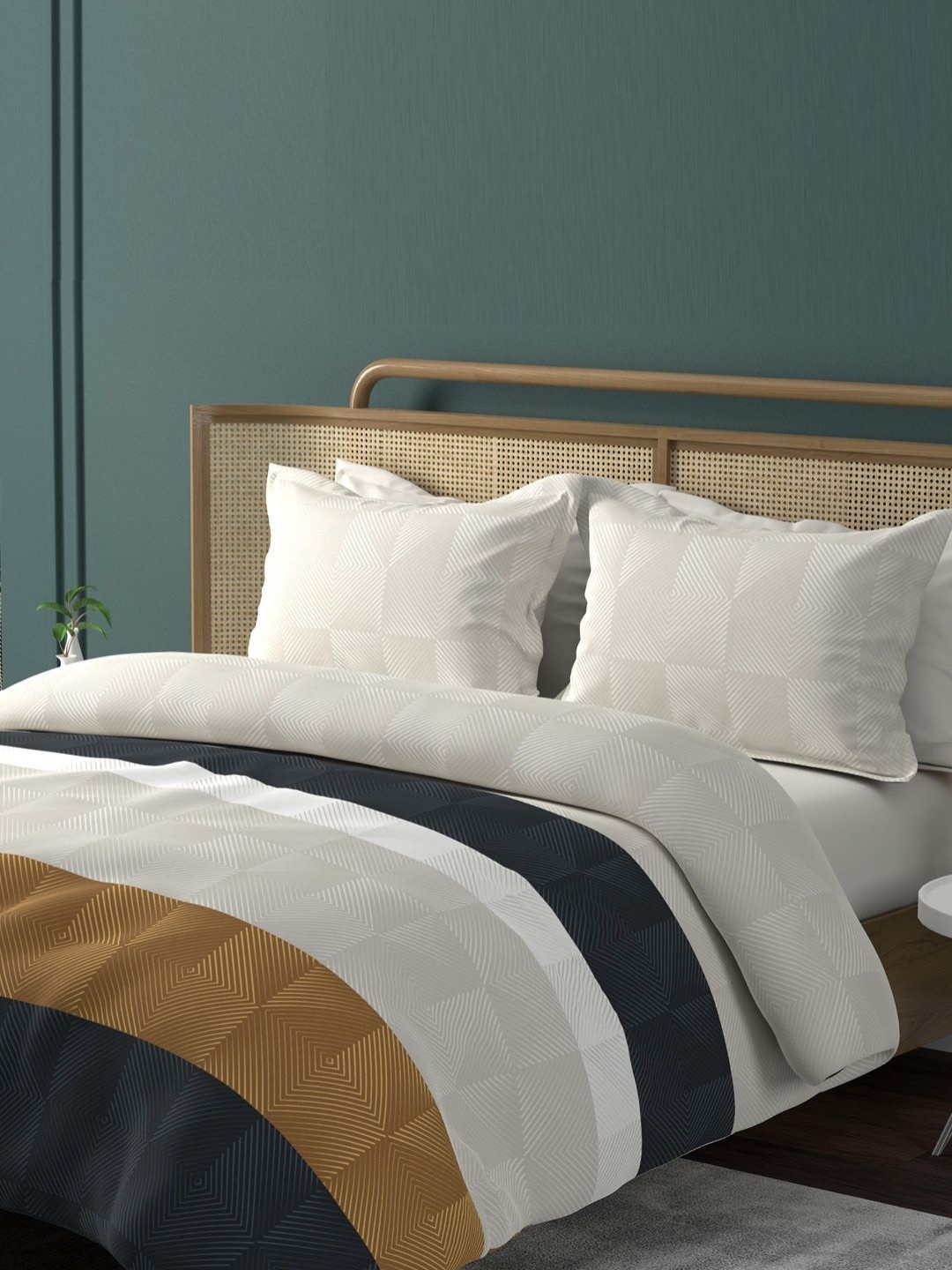 

Boutique Living India Urban Geos White Striped 220TC King Bedsheet Set 2.74m x 2.74m