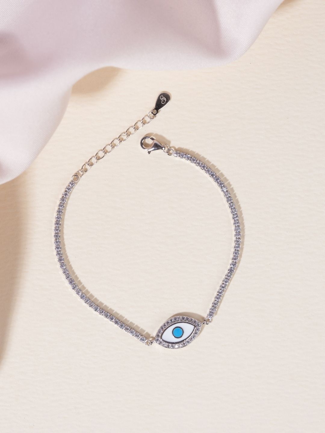 

GLYTERS Silver Stone Studded Charm Bracelet