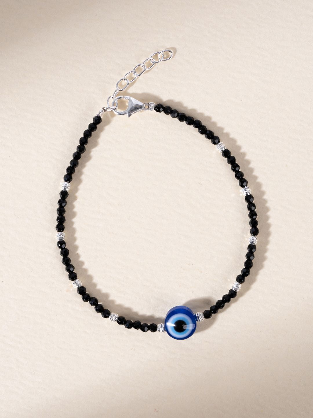 

GLYTERS Abyssal Eye Silver Beaded Wraparound Bracelet