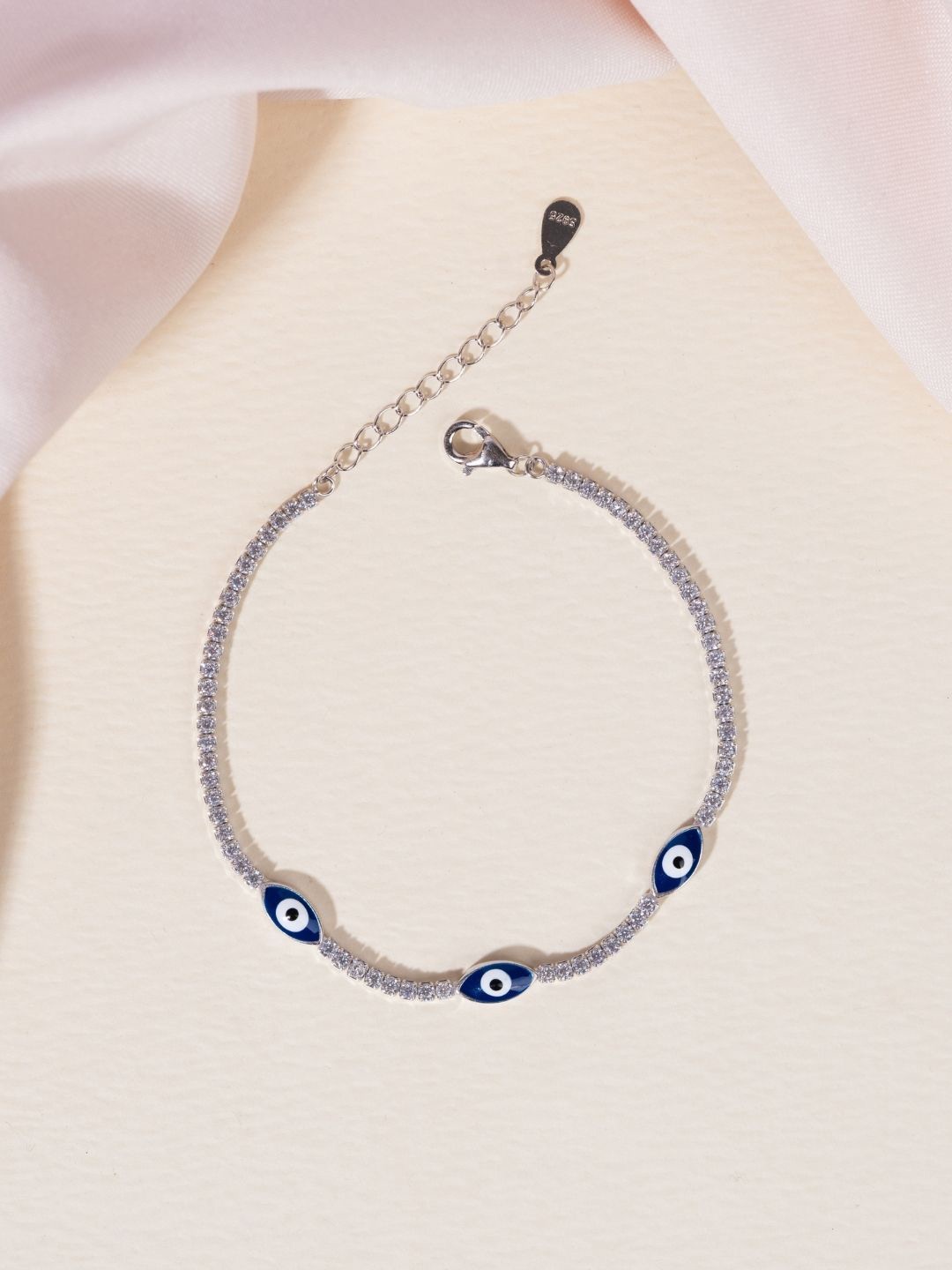

GLYTERS Silver Stone Studded Charm Bracelet
