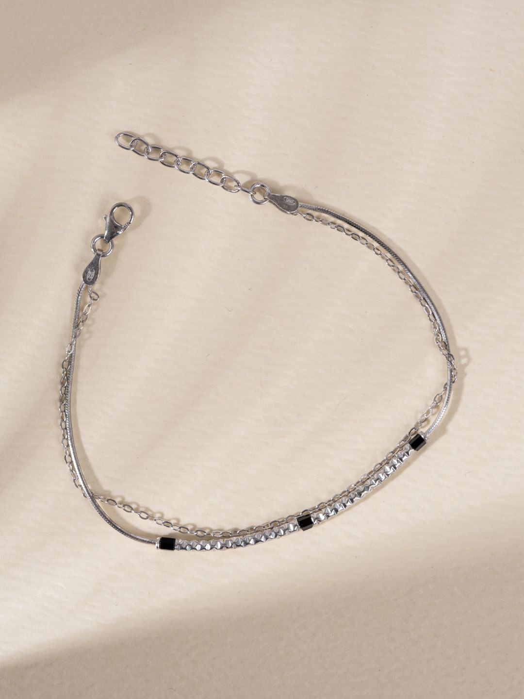 

GLYTERS Obsidian Trail Silver Link Bracelet