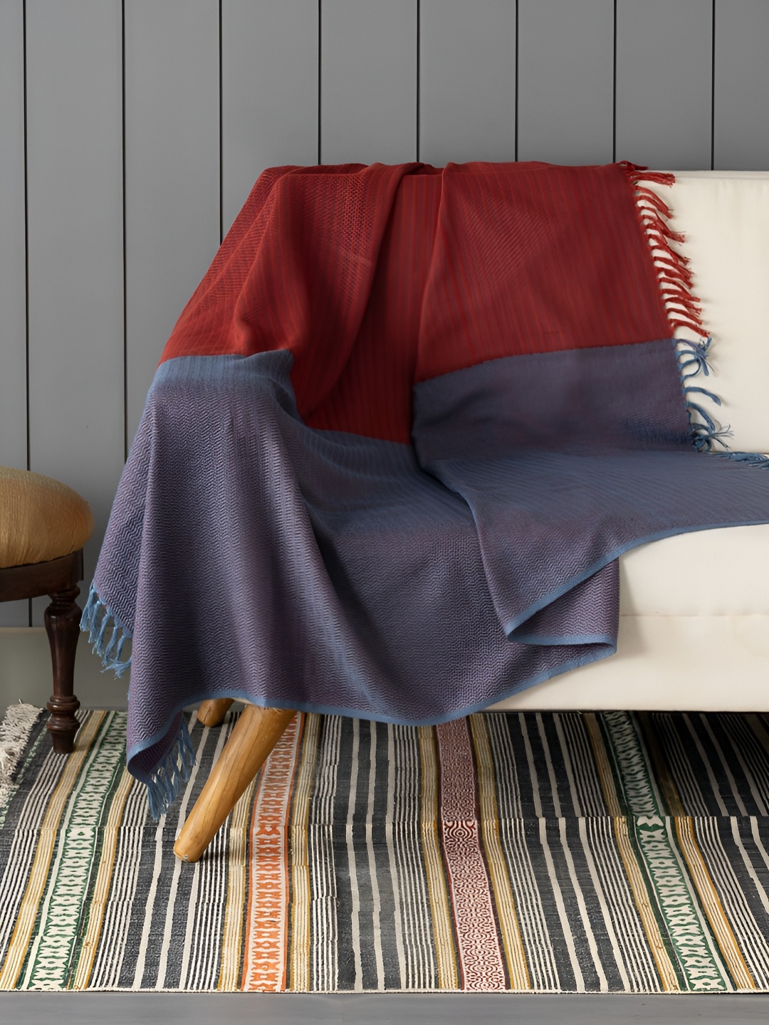 

Eyaas Red & Grey Checked Cotton Throw