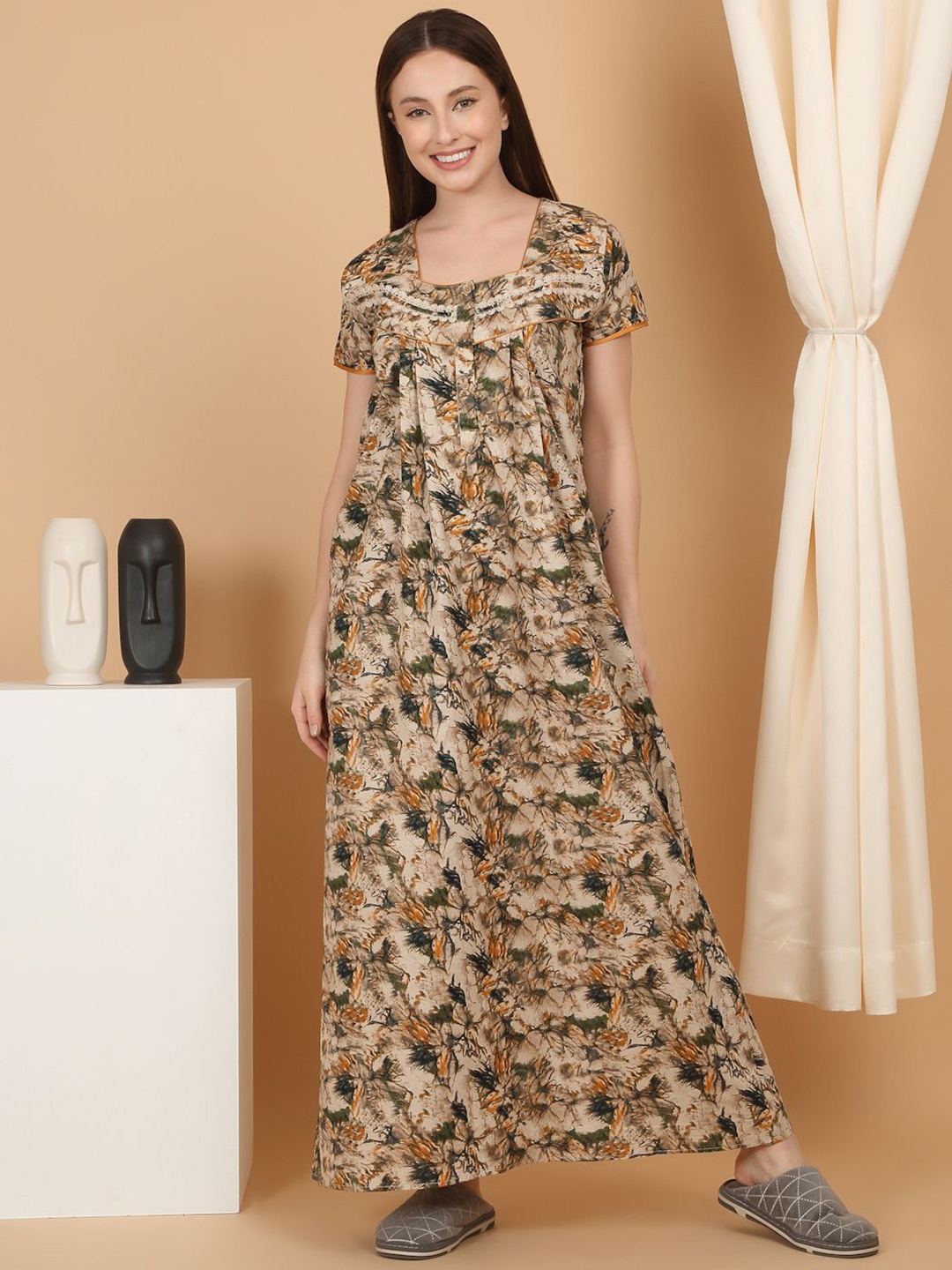 

Sweet Dreams Printed Maxi Nightdress, Mustard