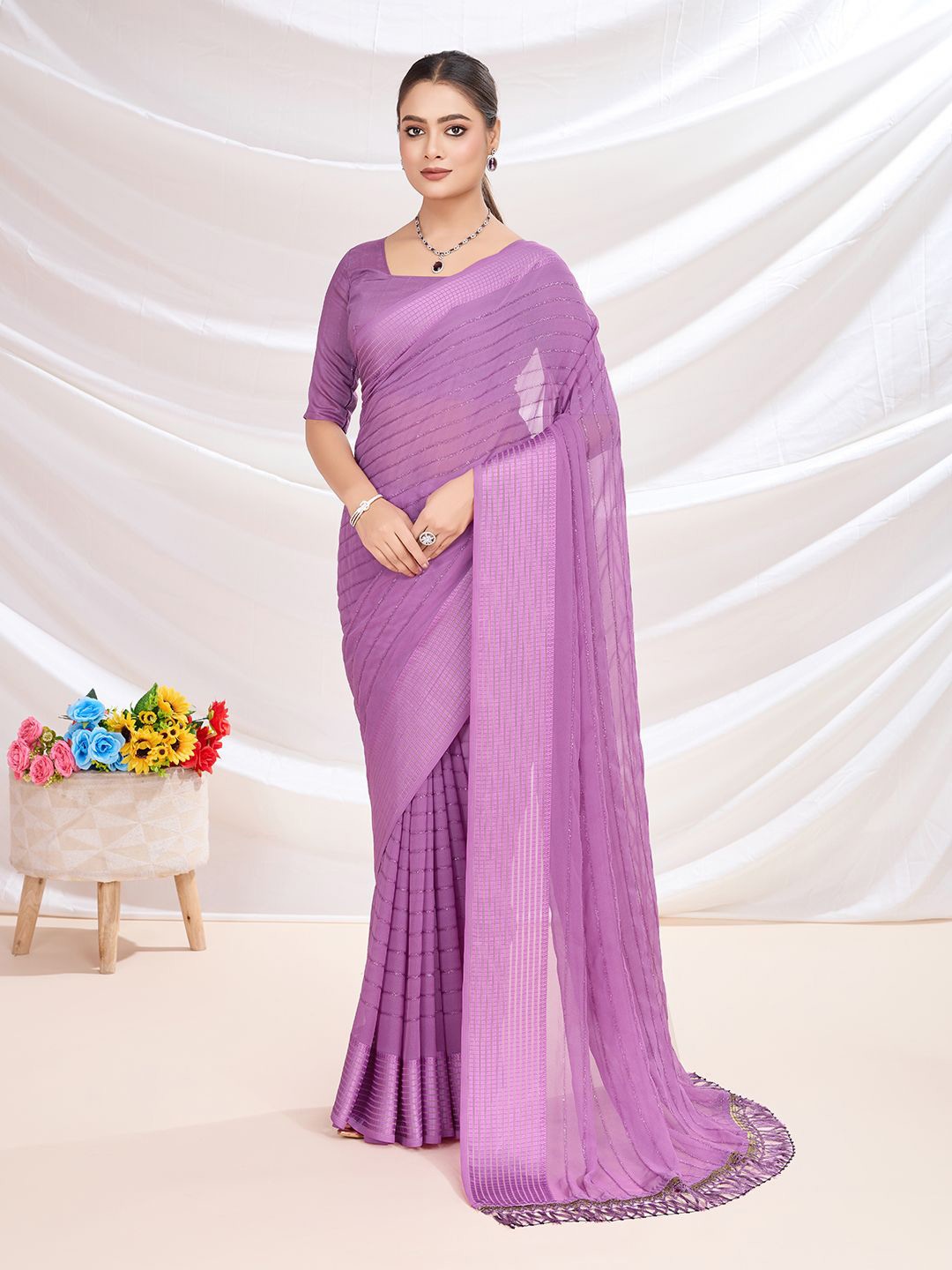 

Mitera Embellished Saree, Magenta