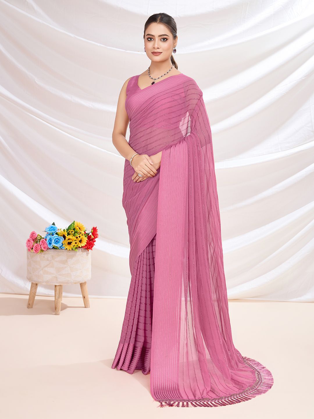 

Mitera Embellished Saree, Pink