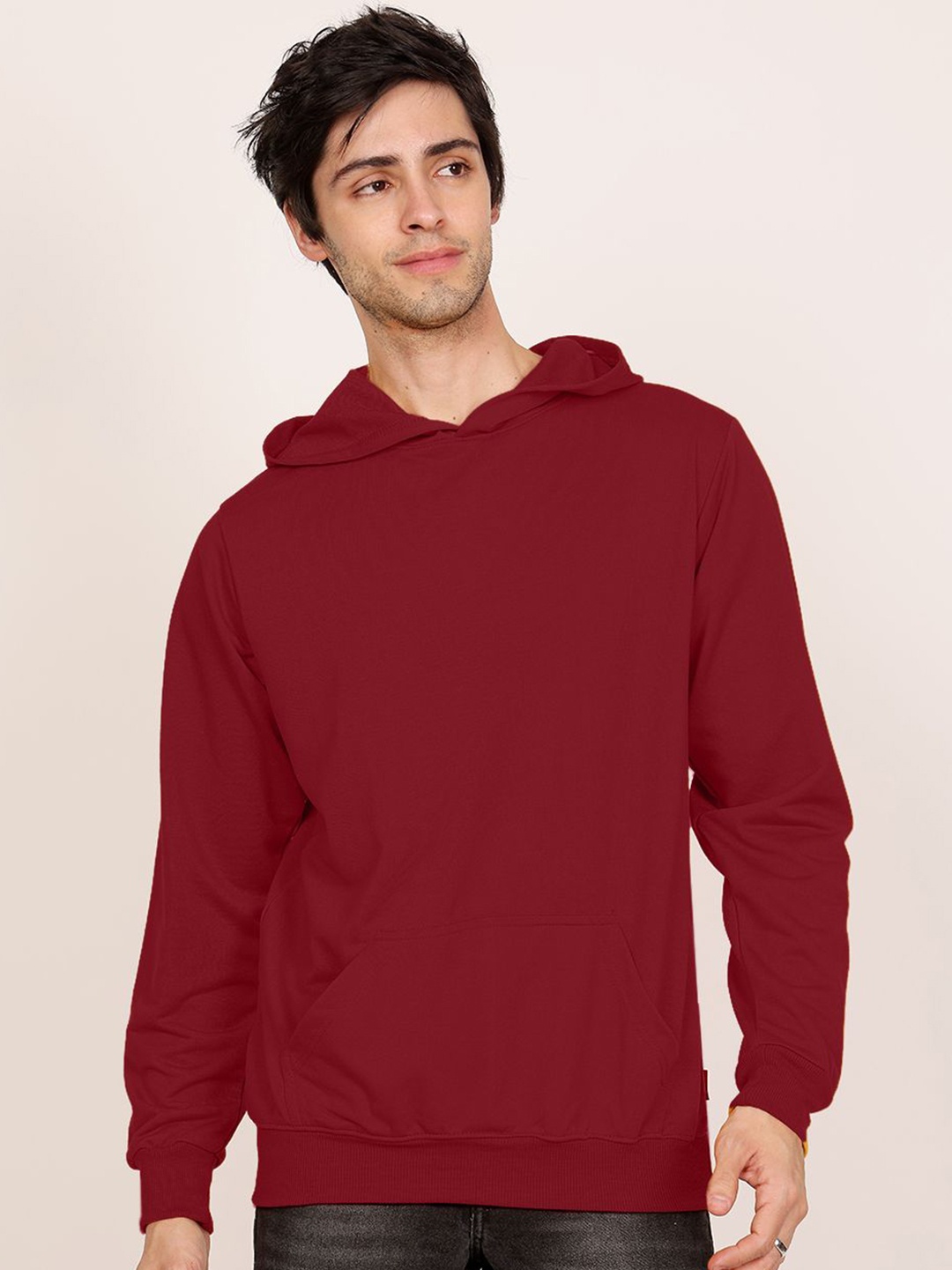 

Leotude Men Hooded Long Sleeves Sweatshirt, Maroon