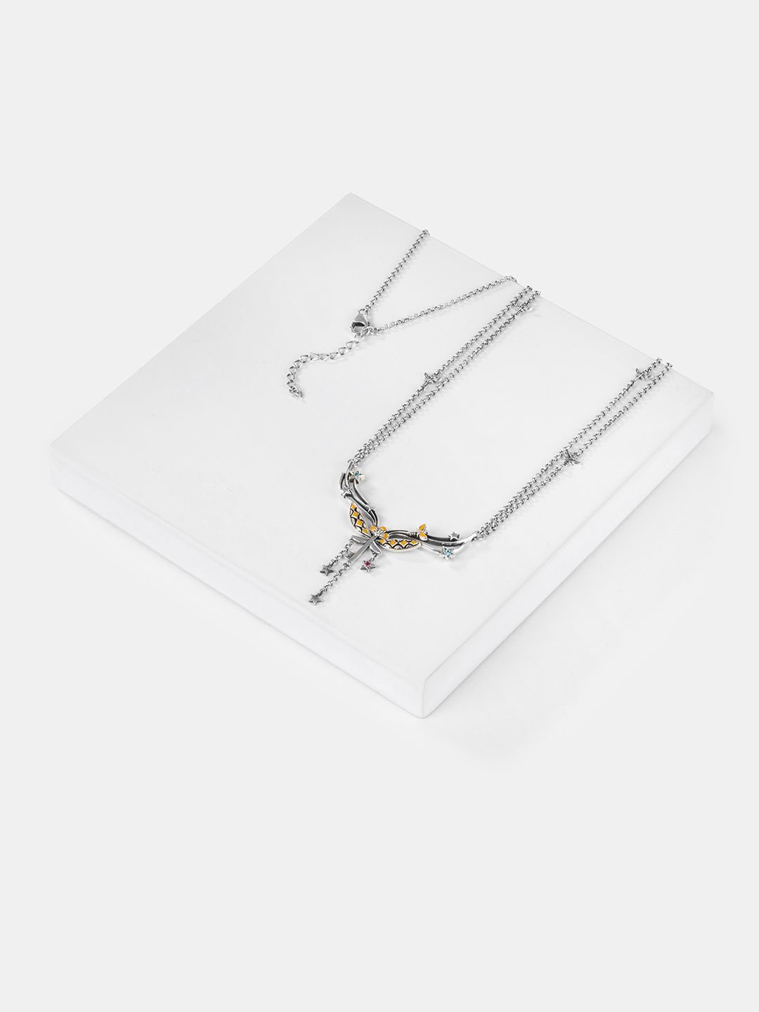 

SHAYA 925 Sterling Silver Cubic Zirconia Stone Studded Winged Key Necklace