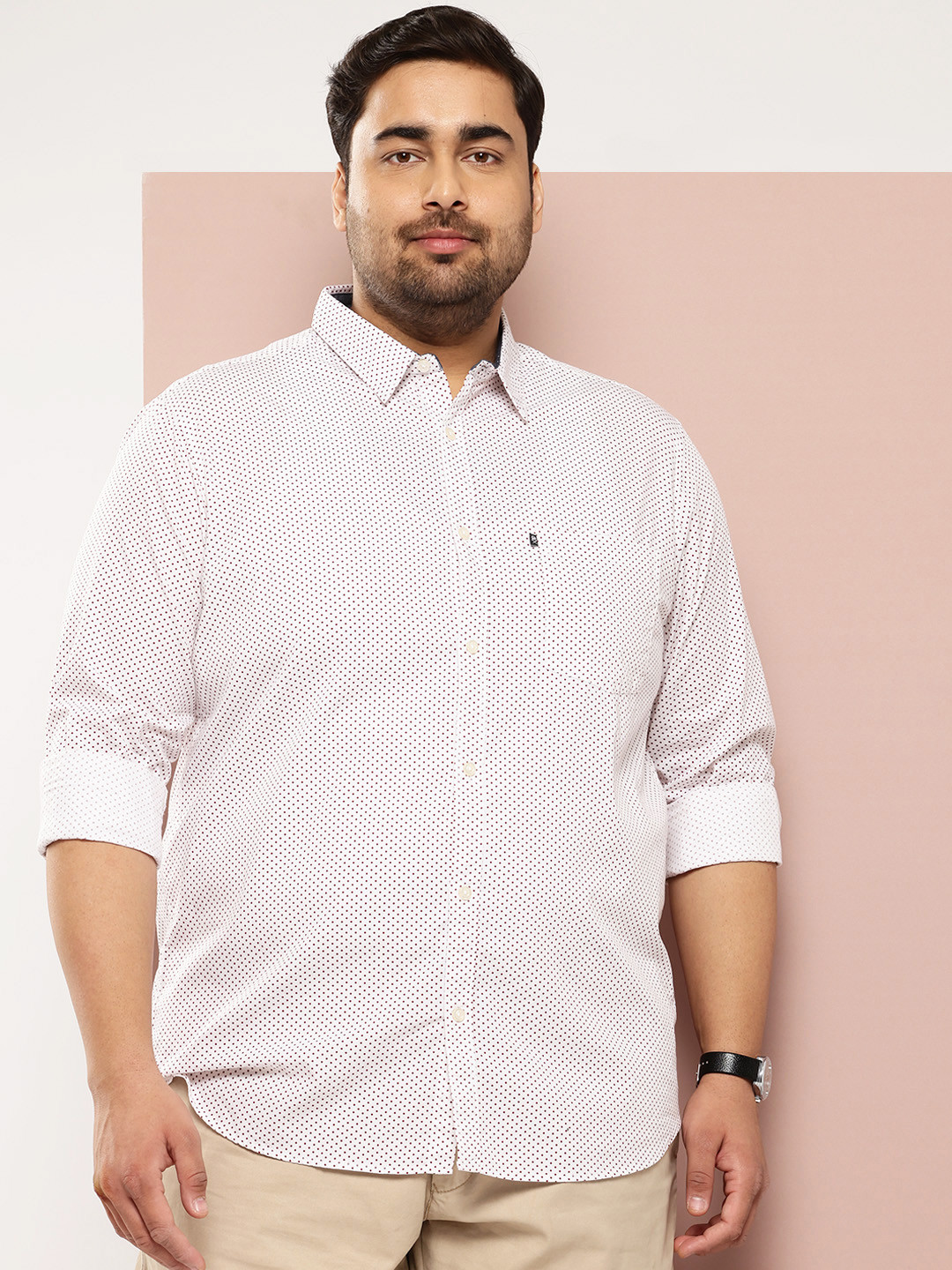 

Thomas Scott Plus Size Premium Printed Pure Cotton Casual Shirt, White