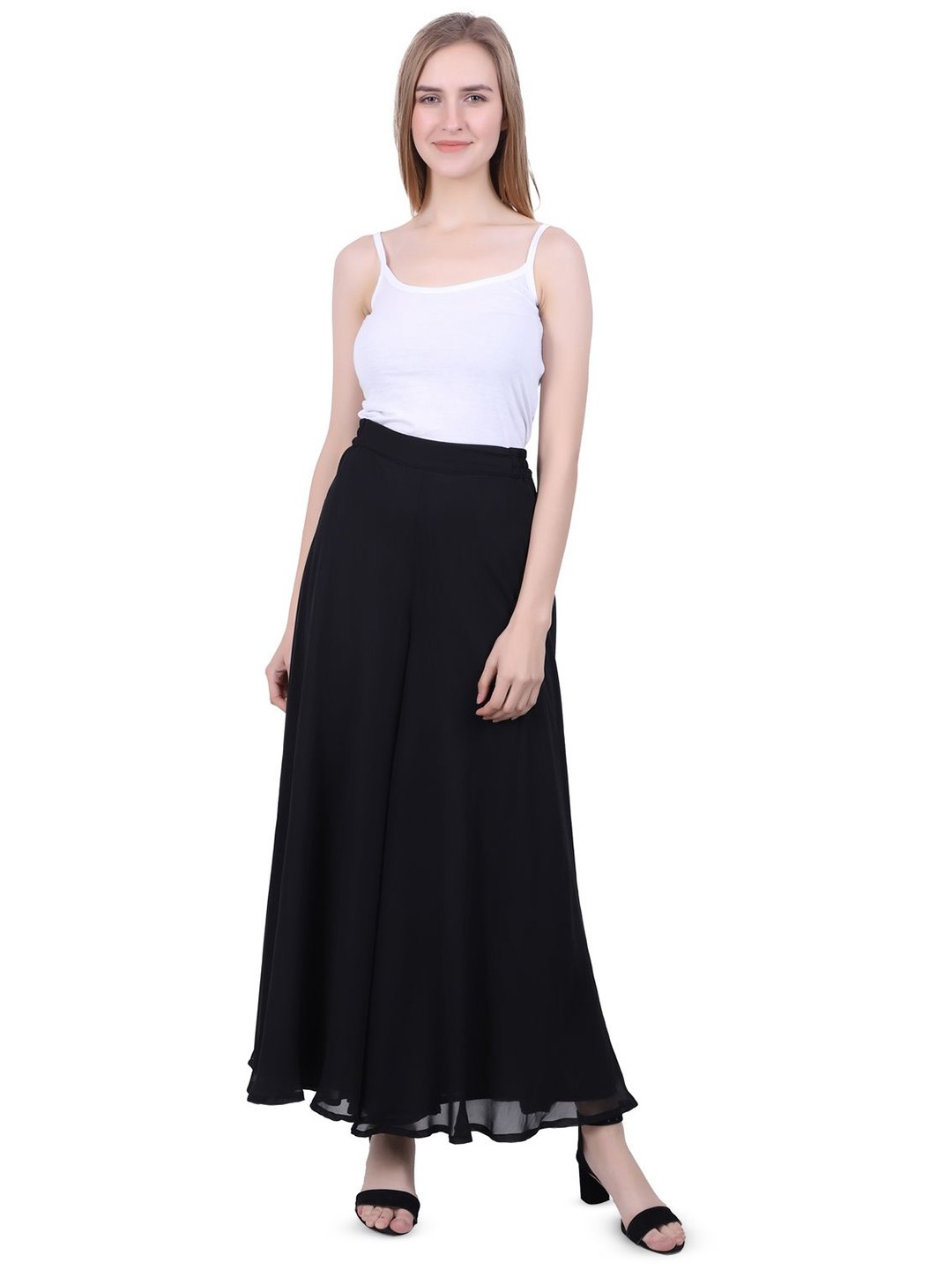 

Warsian Women Flared Palazzos, Black