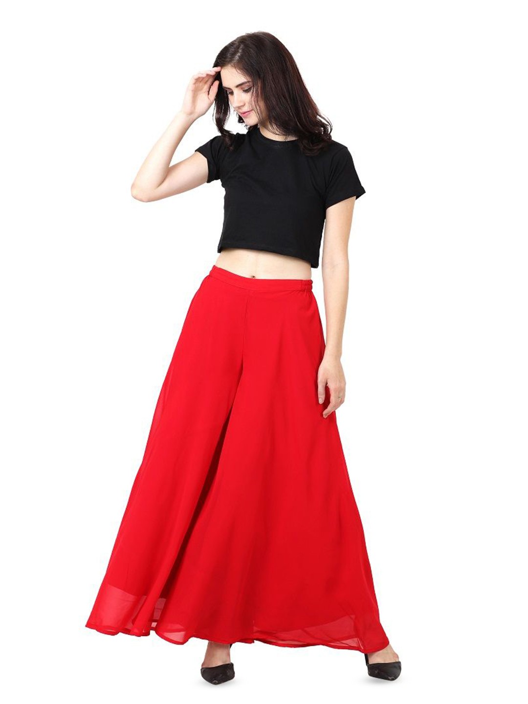 

Warsian Women Flared Palazzos, Red