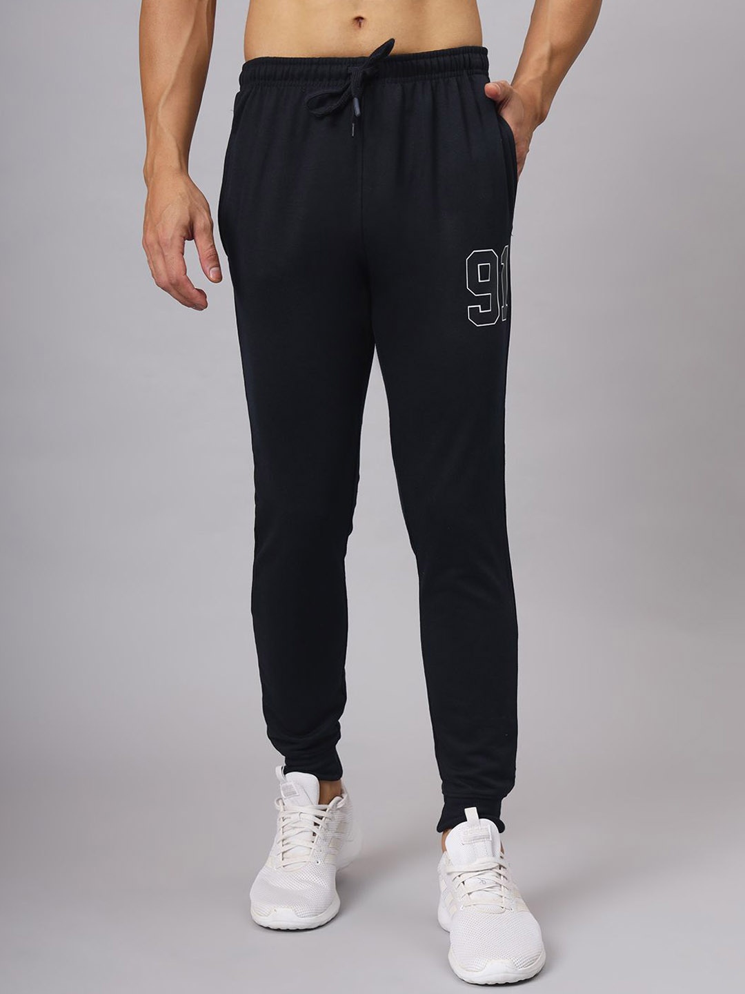 

HERE&NOW Men Mid Rise Regular Fit Joggers, Navy blue