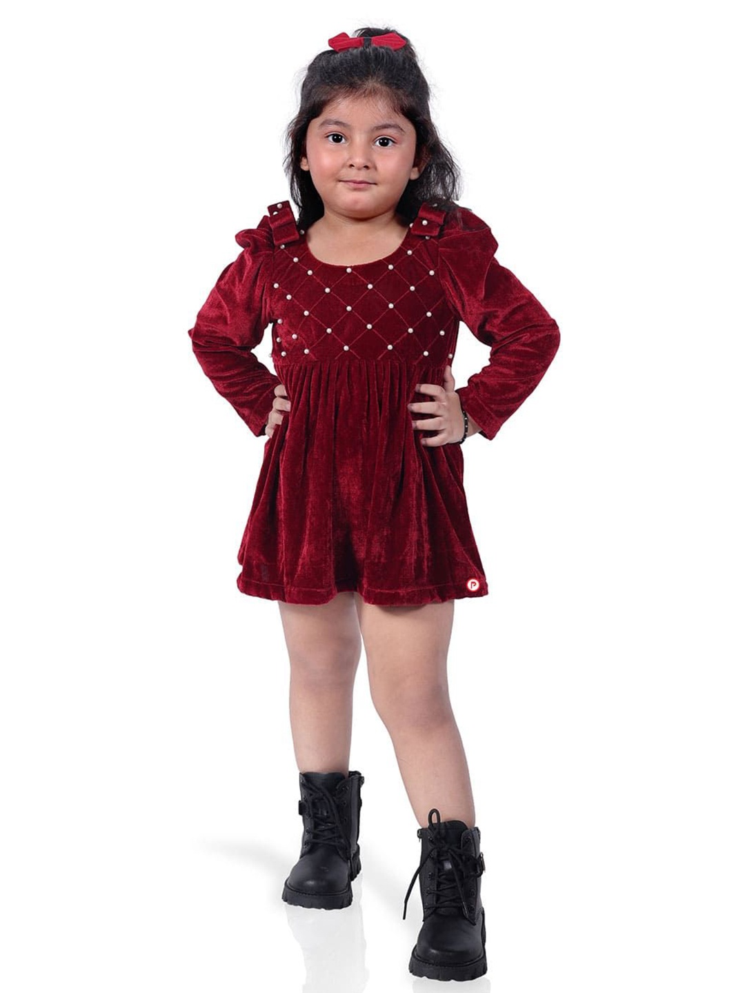 

Picco Ricco Girls Velvet Fit & Flare Mini Dress, Red