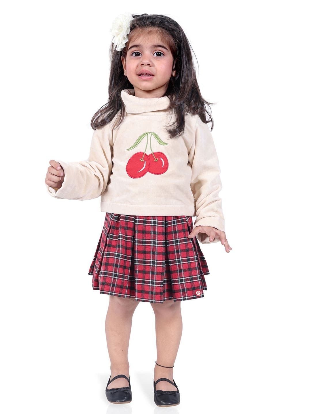 

Picco Ricco Girls Checked Fit & Flare Dress, Red