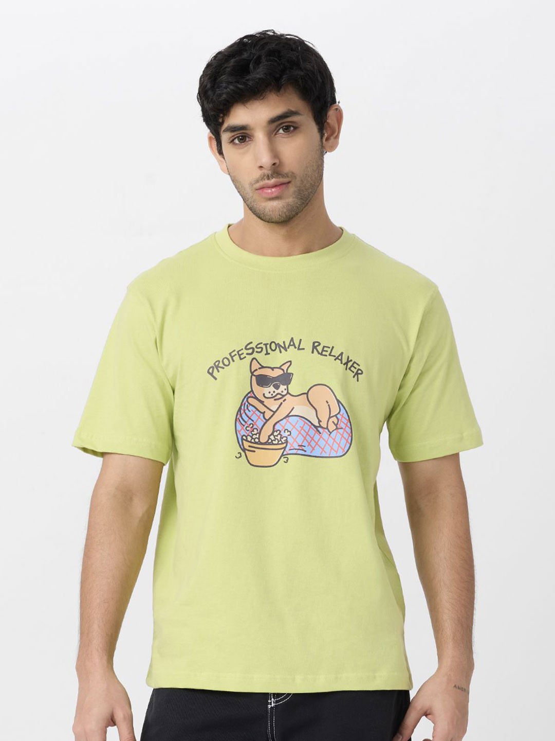 

The Souled Store Men Typography Printed Round Neck Cotton T-shirt, Yellow