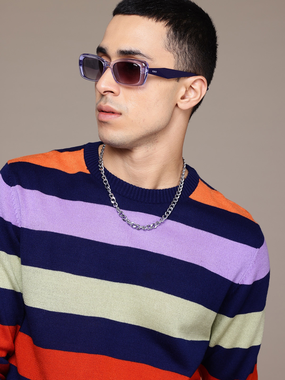 

The Roadster Lifestyle Co. Men Striped Pullover, Multi