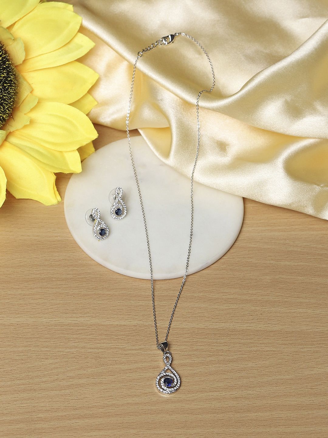 

Biba Silver Plated Stone Studded Jewellery Set