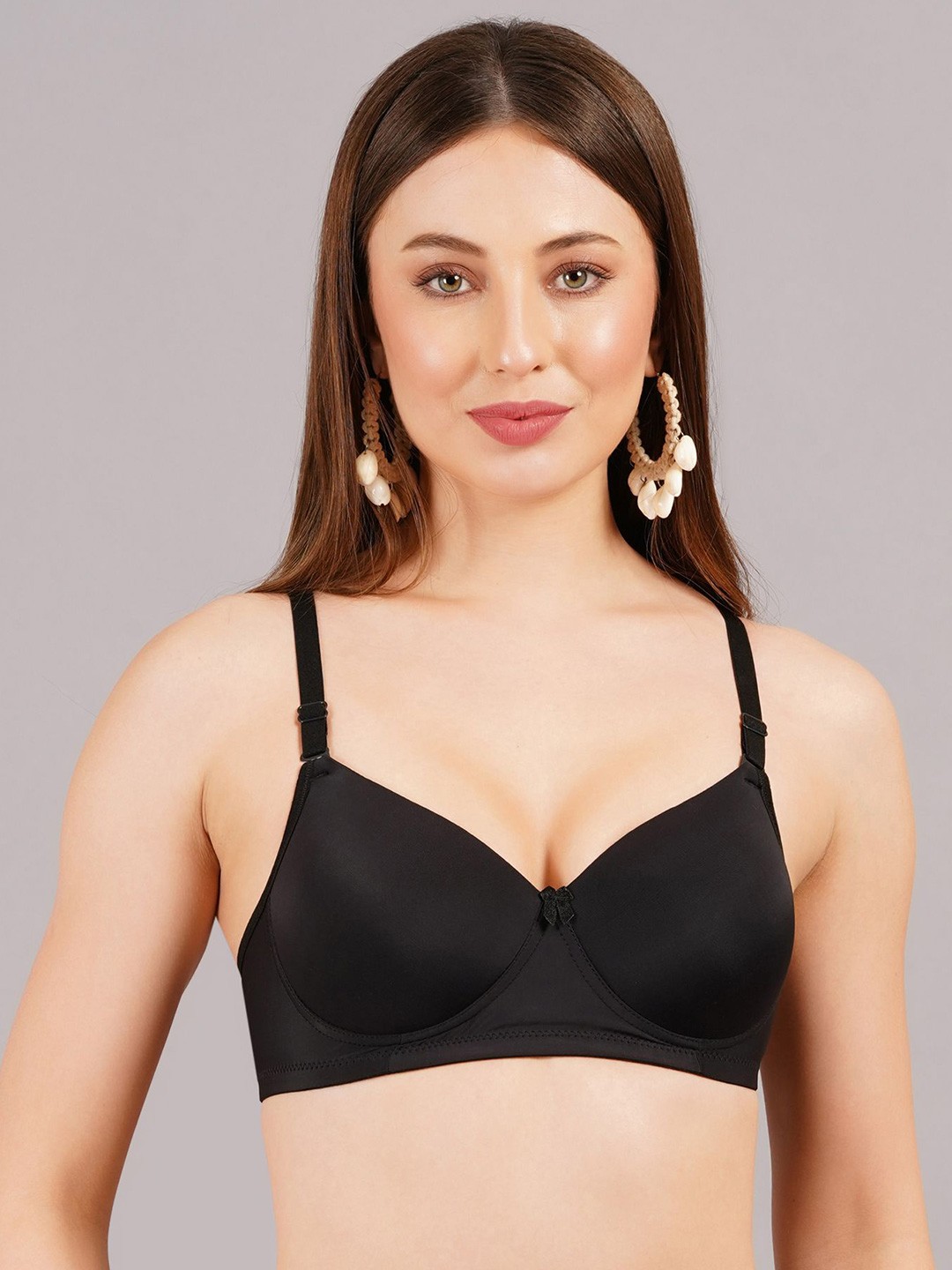 

Skin Beauty Full Coverage Cotton Cut and Sew Lightly Padded T-shirt Bra, Black
